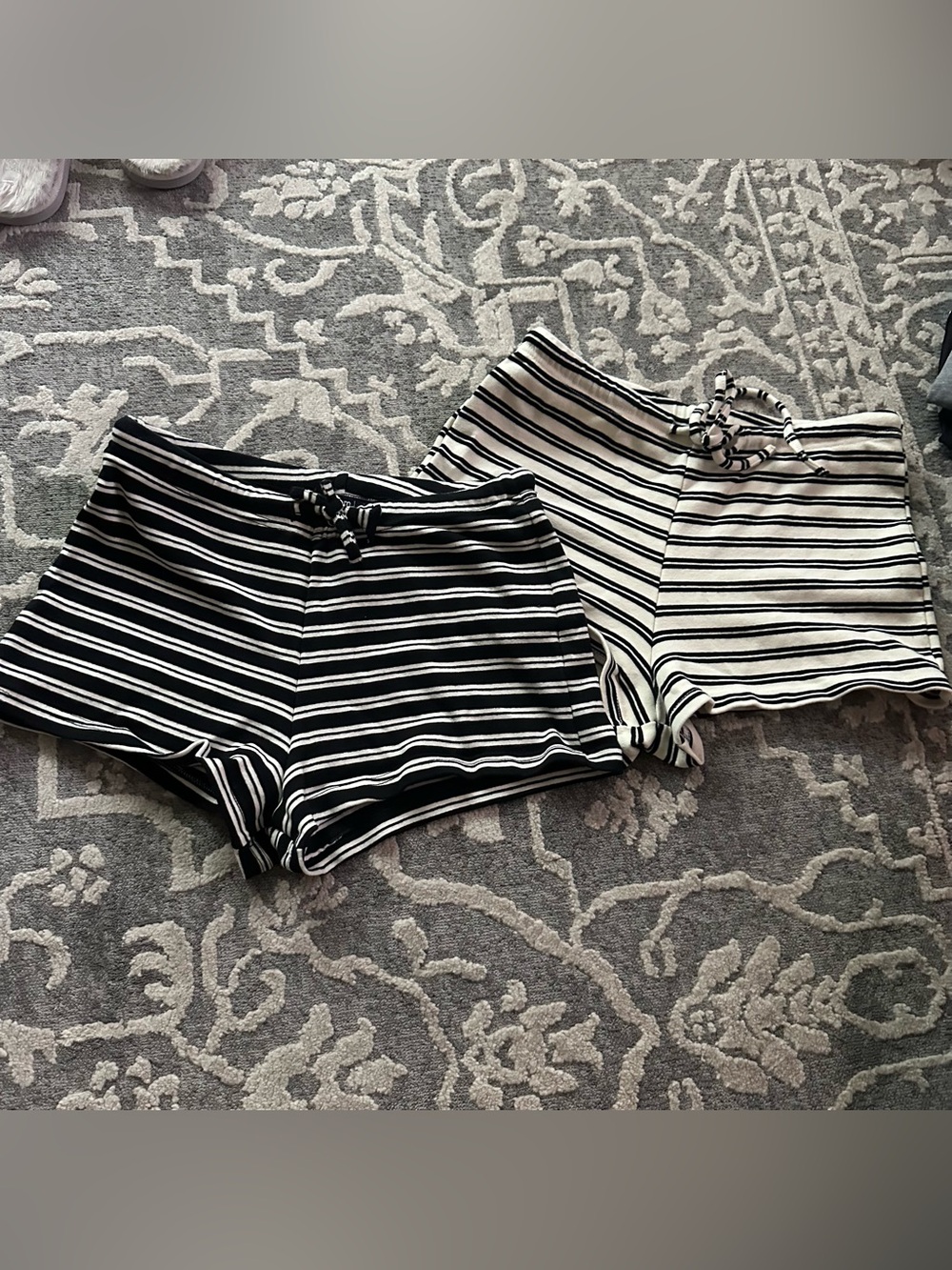 Striped Casual Lounge Shorts - Black & White